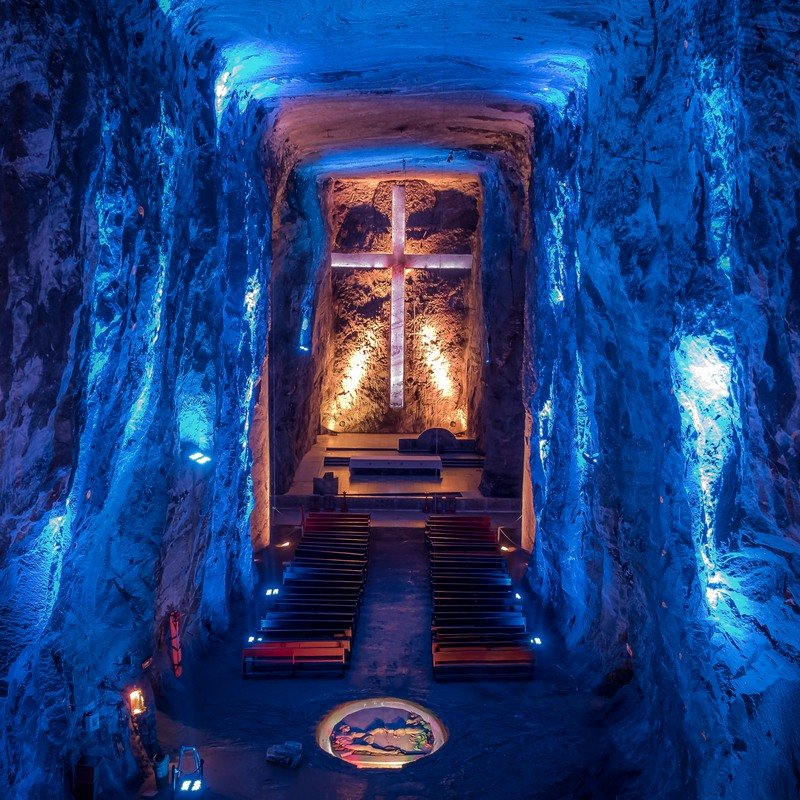 Travel Writing Interior of Zipaquira's salt cathedral